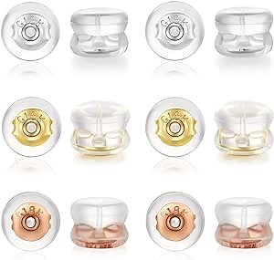 Earring Backs,18K Gold Silicone Earring Backs for Studs/Droopy Ears