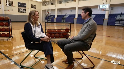 Linda Martindale has been around basketball her whole life. She played college ball at the University of Arizona and has coached at both the collegiate and high school level. Today, she is one of few women who coach a boys varsity team at the high school level, and coaches her son, who is a senior captain. NBC News' Sam Brock reports on the mother-son duo now making a tournament run. | NBC Nightly News with Tom Llamas