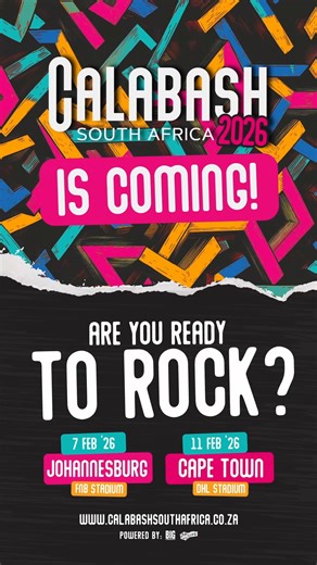 Are you ready to ROCK?🤘Calabash 2026 is coming! 7 Feb 2026, FNB Stadium 11 Feb 2026, DHL Stadium One legendary rock experience loading... One night only per city! More info coming this November. Stay tuned 👀 | Calabash South Africa