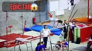 Young gymnast loses grip on bar during competition and falls