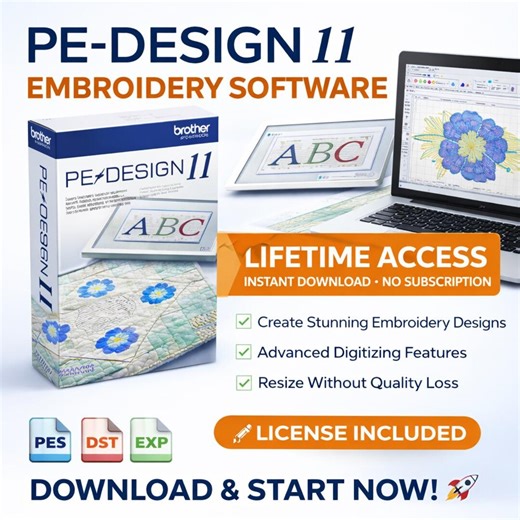 PE Design 11 Embroidery Software | Instant Delivery - Lifetime License - Etsy