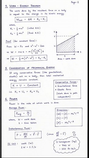 Class 11 Physics Work, Energy & Power Handwritten Notes | Quick Revision