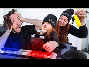 TRICKING MY DAD! Hidden Motorcycle Cops & Robbers so he cant ride to work! (family Hide N Seek game)