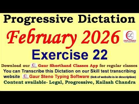 Progressive February 2026 Dictation 80 WPM 100 WPM || Gaur Shorthand Classes | SSC English Shorthand