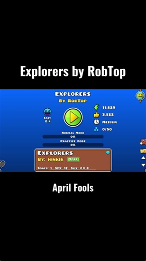 Explorers by RobTop - A Fun Geometry Dash April Fools Level