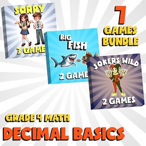 7 No Prep Math Games Bundle C - Decimal Basics - Grade 4 Review Activity