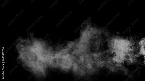 Abstract white smoke animation on a black background. Smoke, steam, explosion, fire, puff, steady vapors. Realistic smoke cloud from up and button with floating fog. Best for using in composition. Stock Video
