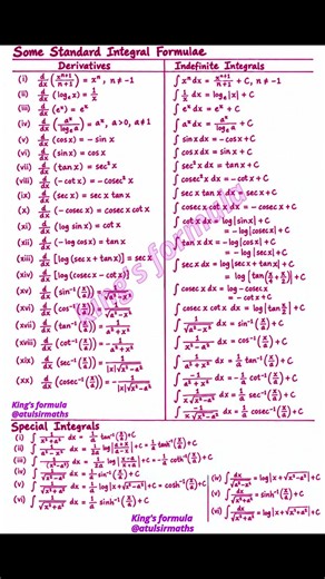 integration formula class 12 one shot | class 12 integrals one shot