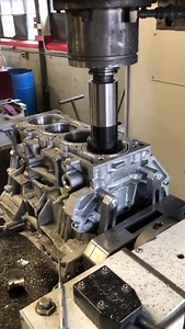 Another 2.3 EcoBoost engine getting our Deck brace system, and prepped for new sleeves! This is getting outfitted with the new Callies Crankshaft, carrillo rods, and our proprietary coated pistons, plus has been fully welded, and converted to thread in plugs to handle some serious abuse! | Livernois Motorsports & Engineering