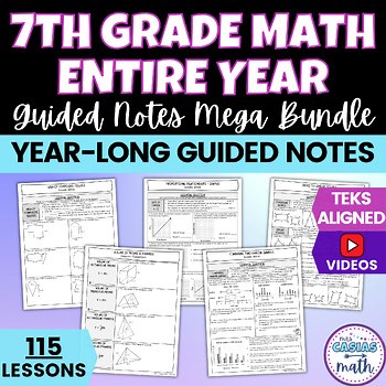 7th Grade Math Guided Notes Lessons Mega Bundle Entire Year Binder Notes