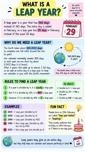 What Is a Leap Year? The 4-Year Rule Explained #leapyear #youtubeshorts #educationalvideo #shorts