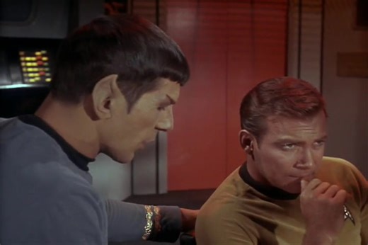Starfleet Records. Starfleet Personnel: James T. Kirk, Captain of the USS Enterprise NCC-1701. First face-to-face contact with the Romulans. Stardate: 1709.2-1709.6 (2266) Later on the bridge, Spock, while making repairs, accidentally activates a panel, and the Romulan ship detects the Enterprise and moves in to attack. Kirk anticipates this and manages to open fire on the Romulan ship. Furious, the Romulan commander orders more debris into the disposal tubes, including a nuclear warhead. Spock 