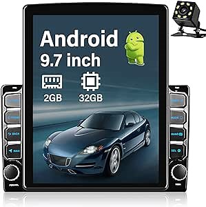 Android Car Stereo Double Din 9.7 Inch Vertical Touch Screen Car Radio 2G RAM+32G ROM, GPS Navigation Bluetooth Player Support Backup Camera Mirror Link