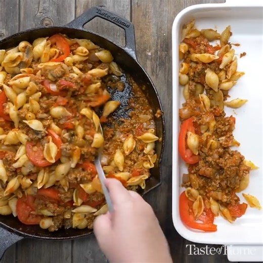 13K views · 329 reactions | Fresh tomatoes add a nice touch that's missing from most other meat, pasta and tomato casseroles. Get the recipe for Italian Pasta Bake: https://trib.al/mQZ9Xlu | Taste of Home | Facebook