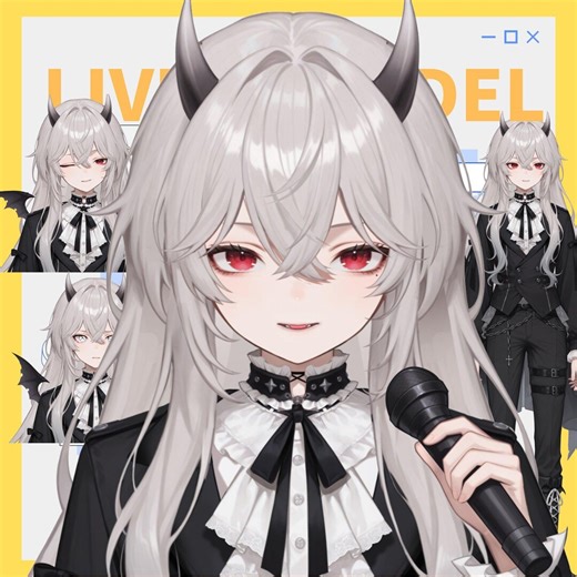 Live2d Model: Little Mousse Demon - White Hair Boy Vtuber FULLY RIGGED Ready to Use! Launcher Included - Etsy