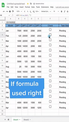 Use IF formula to automate checkboxes ☑ #tiktoktaughtme #tips #fyp #yp #tutorial #googlesheets #tipsanstricks #vira