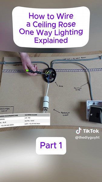 How to Wire a Ceiling Rose One Way Lighting Explained #diy #working #plumbing #handyman #work