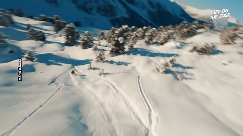 Daredevil downhill ski session