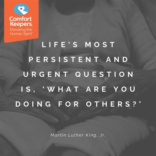 Today on Martin Luther King Jr. Day, we’re inspired by his call to action, “What are you doing for others?” ✨ At Comfort Keepers, we honor his legacy by caring for our senior loved ones with compassion. #MLKDay #ServiceWithCompassion #SeniorCare #ComfortKeepers #HomeCare | Comfort Keepers of Charleston and Summerville, SC