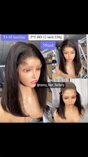 Nancy quality hair on Instagram: "T4-M hairline 12 inch hd 5*5 natural black color with M hairline $58🤗 . 👉🏻Follow @nancy_hair_factory to get hair information. ☎️DM Whatsapp:+86 18705424061 📩E-mail:nancy@yeahwigs.com . . #bobwig #shortwigs #bobseason #boblife #wigforsale #hdwigs #hdlaceshow #deepcurlywig #pixiewig #rawhair #fulllacewig #hairs #wigs #humanhairwig #taxseason #hdwigs #babyhair #hairedge #humanhairfactory #virginhair #wholesalehair #360lacewig"