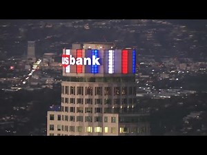 U.S. Bank building lights up in American Flag colors
