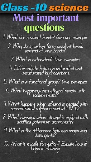 🔥 Class 10 Science | 10 Most Important Questions of Carbon and Its Compounds 💥 #class10science