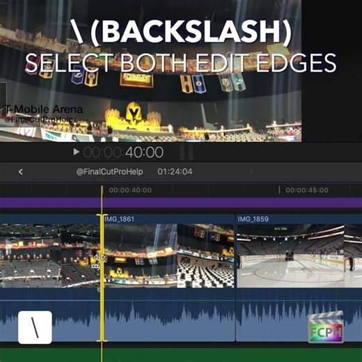 Final Cut Pro Shortcut | \\ (Backslash) | Select Left and Right Edit Edges