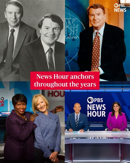 PBS News on Instagram: "As we celebrate the 50th anniversary of PBS News Hour, we're looking back at the acclaimed journalists who have helmed the anchor desk. It all started in 1975 with Robert MacNeil and Jim Lehrer on The Robert MacNeil Report. In 1976, the show was retitled The MacNeil/Lehrer Report. In 1983, the show morphed from a half-hour, single-subject discussion to an hourlong, comprehensive nightly news program called "The MacNeil/Lehrer NewsHour." The program made history as the nat