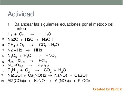 Balanceo por Método de Tanteo para Ecuaciones Químicas