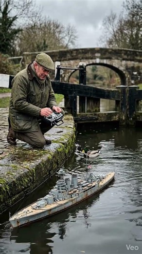 Miniature Battleship Navigates Tight Canal with Precision Control