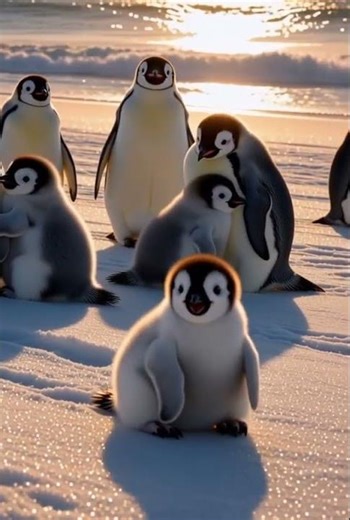 Adorable Baby Penguins Waddling and Sliding in the Snow