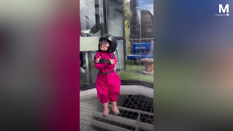 Three-year-old takes on skydiving training in wind tunnel