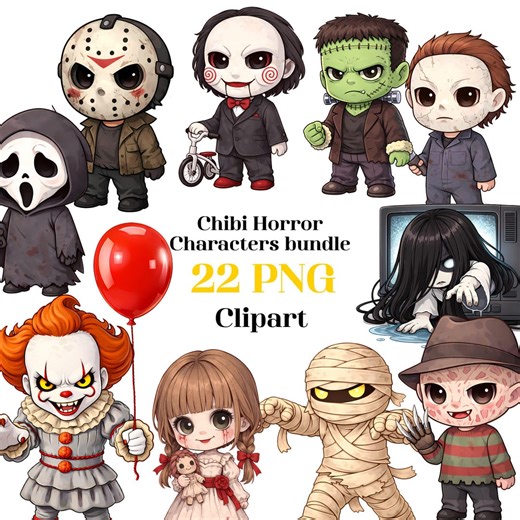 Chibi Horror Characters Bundle | 22 PNG Clipart | Spooky Kawaii Digital Download - Etsy