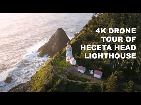 A 4K Drone Flight Over Heceta Head Lighthouse and Beach near Florence, OR