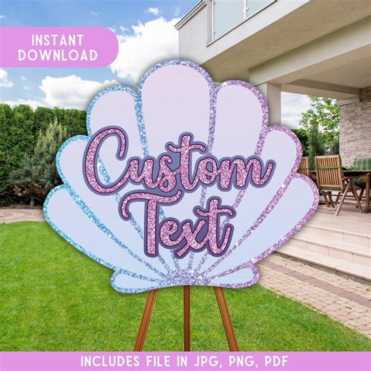 Seashell Glitter Mermaid Sign, Seashell Custom Name, Seashell Welcome Sign, Mermaid Birthday, Baby Girl Mermaid Sign, Under the Sea Sign - Etsy