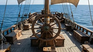 Historic Wooden Ship at Sea