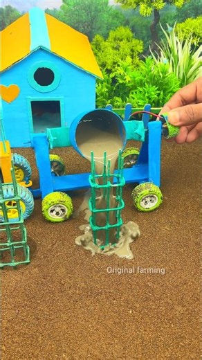 😱 Amazing Mini Tractor Making Cement Pillar | DIY Real Working Construction Machine 🚜 #shorts