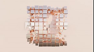 Abstract 3D Cube Composed of Smaller Cubes with Transforming Surface and Inner Cube: Animation Background, Geometric Design, Dynamic Motion Graphic, Modern Render