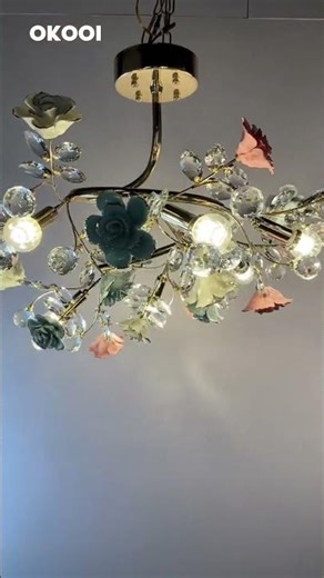 Ceramic Flower Crystal Chandelier #desklamp #light #interiordesign #lamp