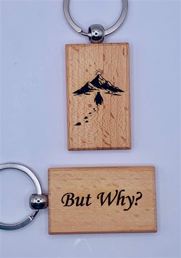 But Why Penguin Wooden Keychain | Nihilist Hiking Funny Meme Inspired Gift | Laser Engraved Wood Keyring | Personalized Keychain - Etsy