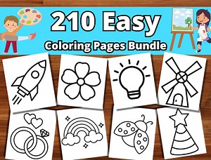 210 Easy Coloring Pages for Small Kids, Toddler, Preschool, Home-school, Kindergarten Book - Instant Download - Etsy