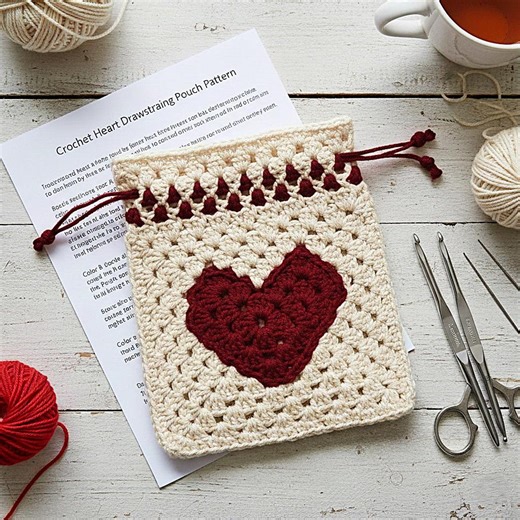 Crochet Heart Drawstring Pouch, Crochet Valentine Pouch, Crochet Love Bag, Crochet Coin Purse, Crochet Drawstring Bag, PDF - Etsy