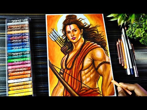 Shree Ram Drawing With Oil Pastle, Lord Ram Ji In Anime Style, Ram navami drawing, Step By Step