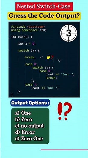 C++ NESTED Switch puzzle🧩 ‼️# 54 | Predict Output🤔#cs #codinginterview#coder#cpp #competitivecoding