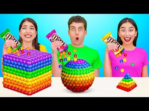 RAINBOW FOOD CHALLENGE 🌈 Eating and Cooking Colorful Receipts by 123GO! CHALLENGE