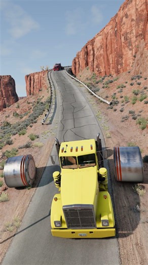 BeamNG Drive Semi Truck Ramp Challenge | Bollards Destroy Some Trucks