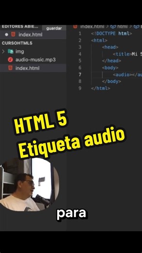HTML5 Tutorial, aprende cómo colocar un audio a tu página web paso a paso. . #html5 #dev #desarrolloweb #áudio | GroverTec