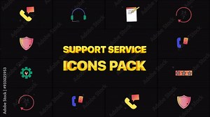 Support Service Icons Motion Graphics pack features a variety of animated icons in a hand-drawn support service icons style. Perfect for enhancing social media content, or communication projects. 4K r