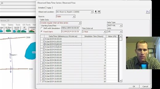 HEC RAS Lesson 25 - Unsteady Flow - Observed Data