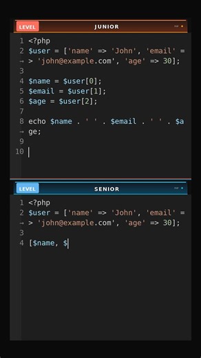 Proof That PHP Dominates Array Destructuring Manual Index #codequality